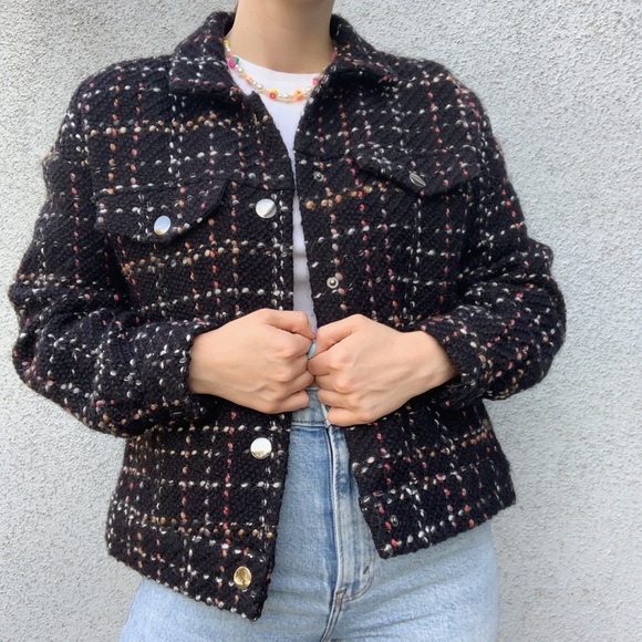 Zara Jackets & Blazers - Black ZARA Trf Tweed Wool Cropped Jacket S/M